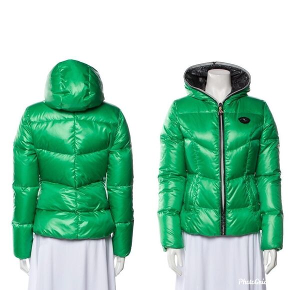 KJUS Puffer Reversible NAHLA Green Grey DOWN JACKET Pertex Quantum Size XS - Picture 1 of 10